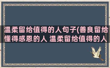 温柔留给值得的人句子(善良留给懂得感恩的人 温柔留给值得的人)